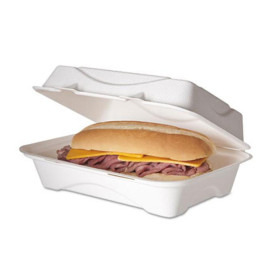 Suikerriet Gescharnierd Container wit 23x15x7,5cm (250 stuks)