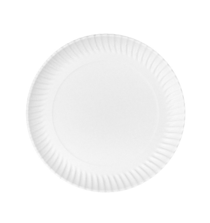 Papieren bord Rond vormig Wit Ø27cm 550g/m² (400 Stuks) Papieren bord Rond vormig Wit Ø27cm 550g/m² (400 Stuks)