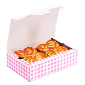 Papier bakkerij doos roze 20,4x15,8x6cm 1kg (200 stuks)