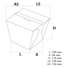 Papieren take-out Container Wok kraft 950ml (25 stuks)