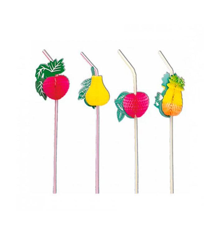 Plastic rietje flexibel PS Fruit Design Ø0,5cm 23cm Plastic rietje flexibel PS Fruit Design Ø0,5cm 23cm
