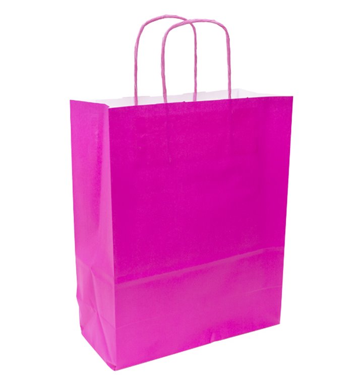 fuchsia Papieren zak met handgrepen 90g/m² 28+10x22 cm (250 stuks) fuchsia Papieren zak met handgrepen 90g/m² 28+10x22 cm (250 stuks)