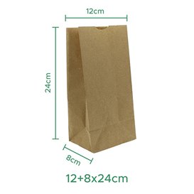 Papieren zak zonder handvat kraft 50g/m² 12+8x24cm (25 stuks)
