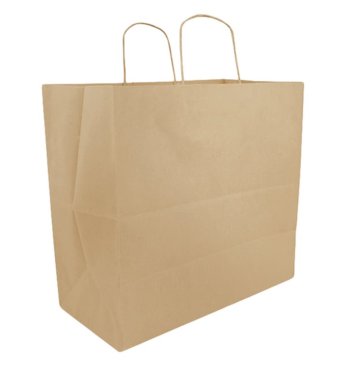 Papieren zak met handgrepen kraft Plat 70g/m² 25+17x26cm (50 stuks) Papieren zak met handgrepen kraft Plat 70g/m² 25+17x26cm (50 stuks)