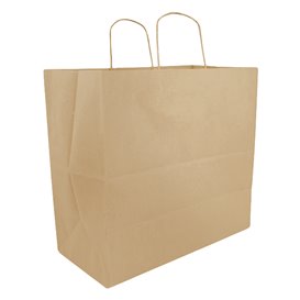 Papieren zak met handgrepen kraft Plat 70g/m² 25+17x26cm (250 stuks)
