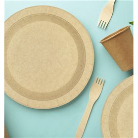 Papieren bord Rond vormig Vetvrij kraft Ø18cm 195g/m² (50 stuks) 