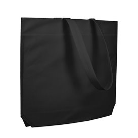 Niet geweven tas met lange hengsels zwart 48+10x35cm (200 stuks)