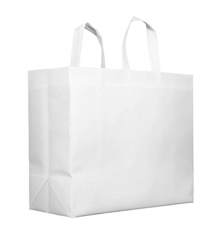 Niet geweven PREMIUM tas met korte hengsels wit 45+20x40cm (100 stuks) Niet geweven PREMIUM tas met korte hengsels wit 45+20x40cm (100 stuks)