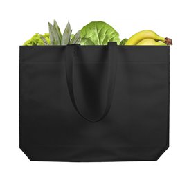 Niet geweven tas met lange hengsels zwart 48+10x35cm (25 stuks)