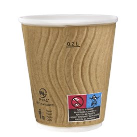 Papieren beker ribbel wand kraft 9Oz/270ml Ø8,0cm (25 stuks)