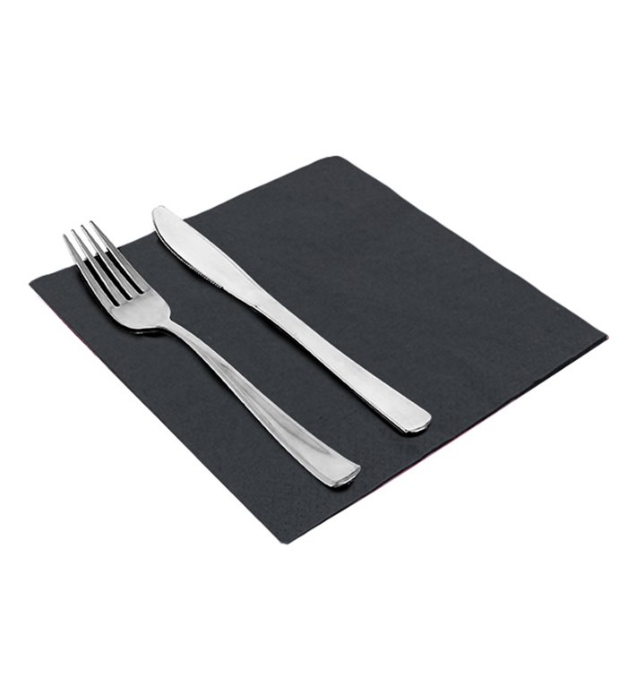 Papieren Servet met Rand 2-laags Zwart 40x40cm (800 Stuks) Papieren Servet met Rand 2-laags Zwart 40x40cm (800 Stuks)