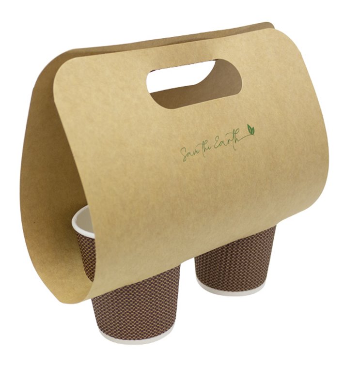 Papieren kraft bekerhouder 23,9x18cm Ø8,0cm (100 stuks) Papieren kraft bekerhouder 23,9x18cm Ø8,0cm (100 stuks)