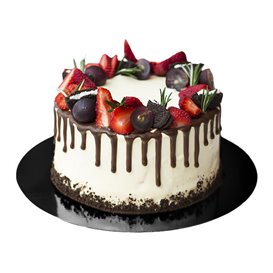 Papieren Cake cirkel zwart en wit 17cm (100 stuks) 