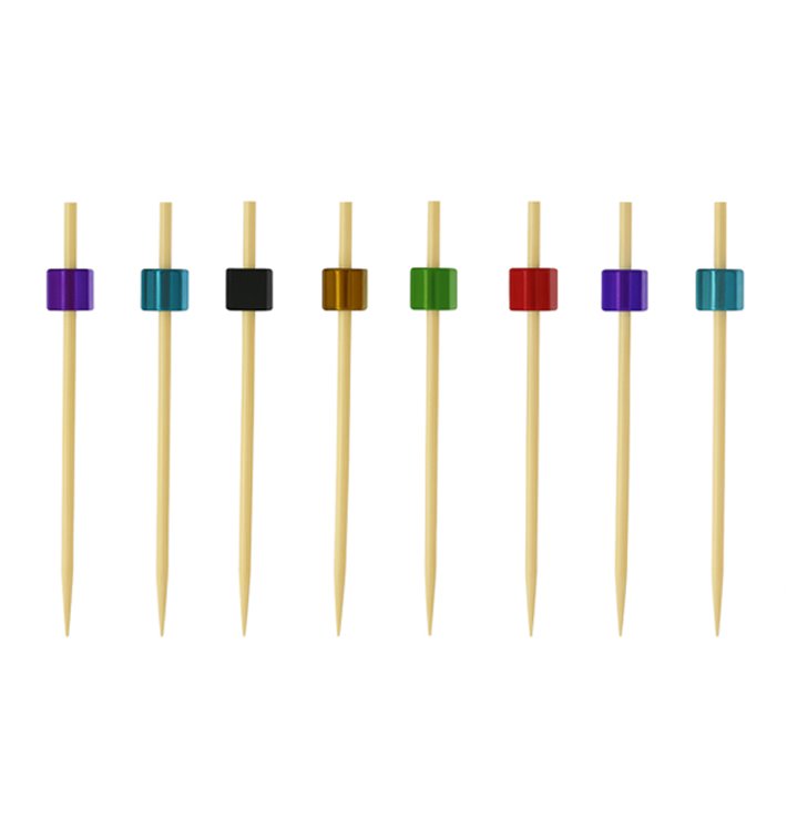 Bamboespiesjes Emmer Kleuren 7cm (100 stuks) Bamboespiesjes Emmer Kleuren 7cm (100 stuks)