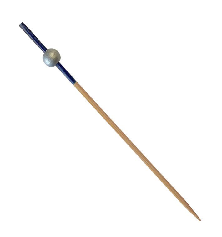 Bamboe Spies Blauw/Zilver 10cm (1.200 stuks) Bamboe Spies Blauw/Zilver 10cm (1.200 stuks)
