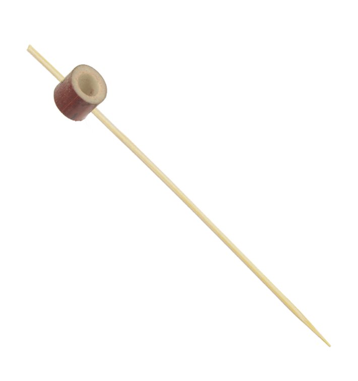 Bamboe Prikker met Rode Ring 12cm (100 stuks) Bamboe Prikker met Rode Ring 12cm (100 stuks)