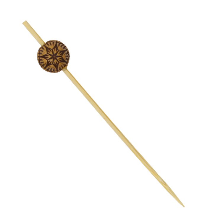 Bamboe vleespennen Etnisch Design 9cm (1200 stuks) Bamboe vleespennen Etnisch Design 9cm (1200 stuks)