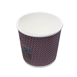 Papieren beker ribbel wand kraft 9Oz/270ml Ø8,0cm (25 stuks)