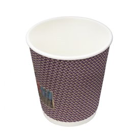 Papieren beker ribbel wand kraft 9Oz/270ml Ø8,0cm (25 stuks)