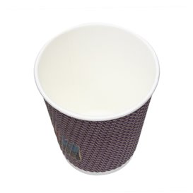 Papieren beker ribbel wand kraft 9Oz/270ml Ø8,0cm (25 stuks)