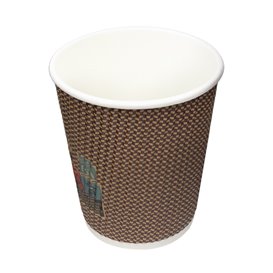 Papieren beker ribbel wand kraft 9Oz/270ml Ø8,0cm (1.050 stuks)