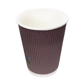 Papieren beker ribbel wand kraft 9Oz/270ml Ø8,0cm (1.050 stuks)