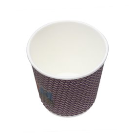 Papieren beker ribbel wand kraft 9Oz/270ml Ø8,0cm (25 stuks)