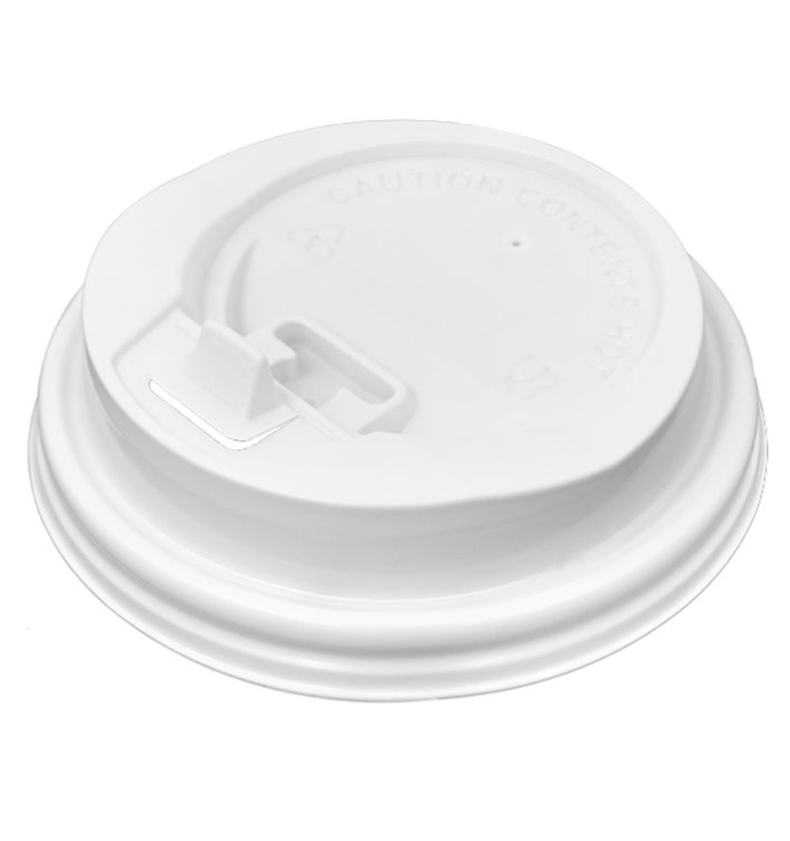Plastic PS Deksel met gat wit Ø8,0cm (50 stuks) Plastic PS Deksel met gat wit Ø8,0cm (50 stuks)