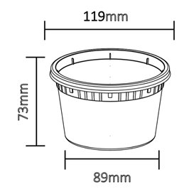 Kunststof Bak van PP “Deli Range” Transparant met Deksel 480ml (40 Stuks)