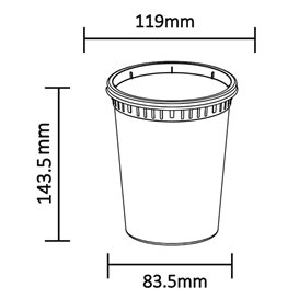 Kunststof Bak van PP “Deli Range” Transparant met Deksel 960ml (240 Stuks)