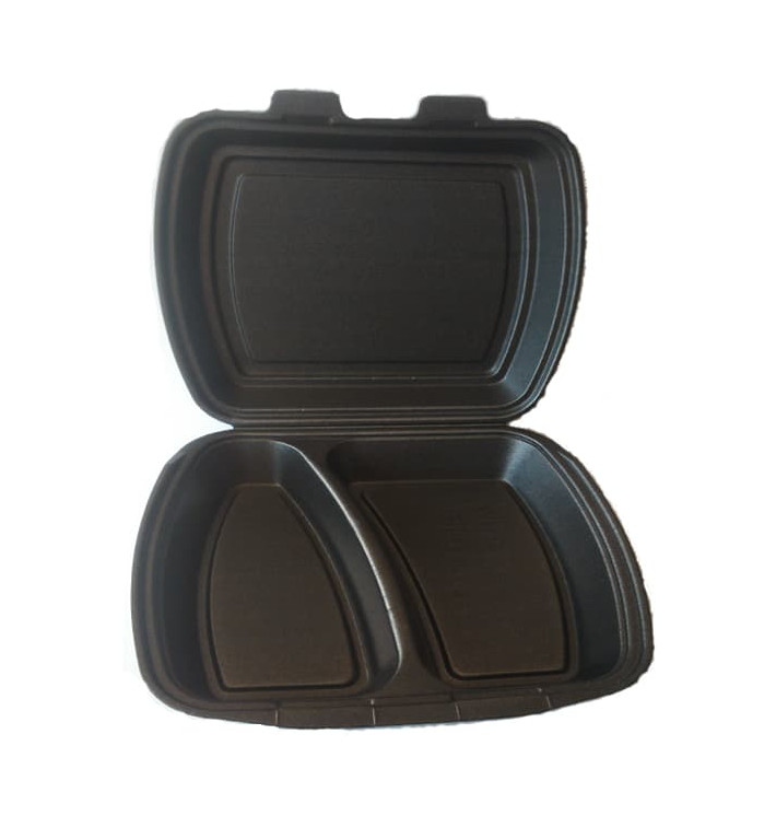 Schuim lunch doos met 2 Compartmenten zwart 2,40x2,10x0,70cm Schuim lunch doos met 2 Compartmenten zwart 2,40x2,10x0,70cm