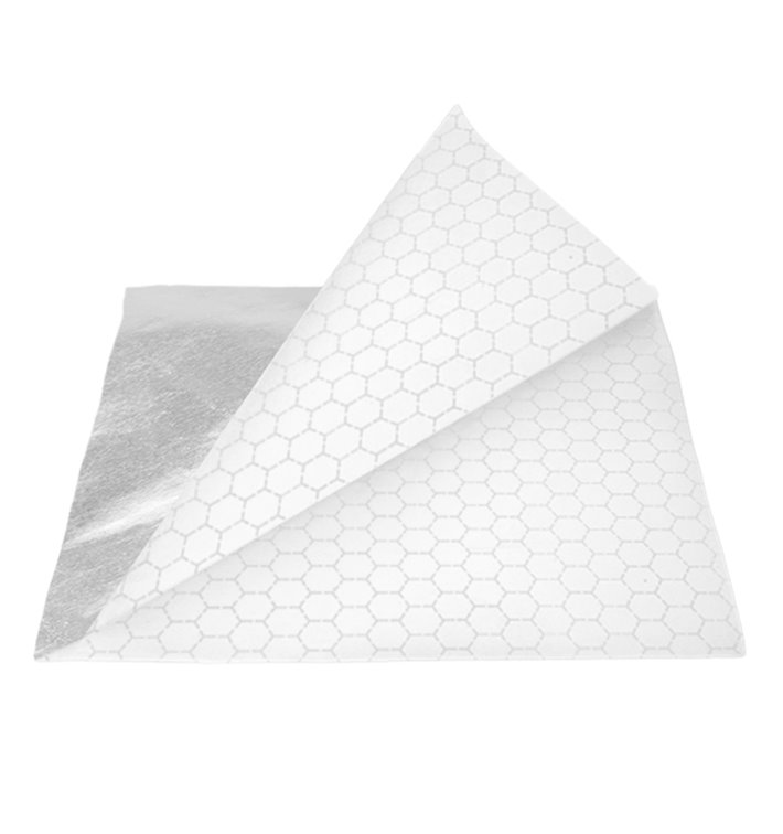 Papieren voedsel zak Vetvrij Opened 2L Zilver 16x16cm (500 stuks) Papieren voedsel zak Vetvrij Opened 2L Zilver 16x16cm (500 stuks)