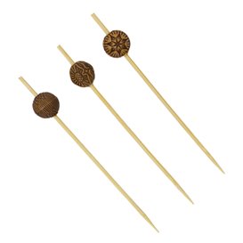Bamboe vleespennen Etnisch Design 9cm (1200 stuks)