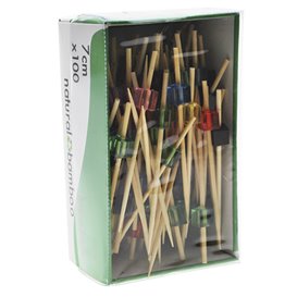 Bamboespiesjes Emmer Kleuren 7cm (100 stuks)