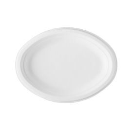 Suikerriet dienblad Bagasse wit 25,4x17,5 cm (50 stuks) 