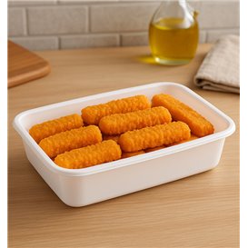 Plastic Bakje Rechthoek Wit van PP 500ml 17,4x11,6x3,5cm (25 Stuks)