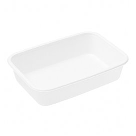 Plastic Bakje Rechthoek Wit van PP 500ml 17,4x11,6x3,5cm (25 Stuks)