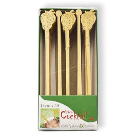 Bamboe Drink roerstaaf Aardbei 14cm (50 stuks) 