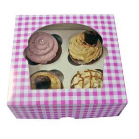Papieren Cake vorm zak 4 Slot roze 17,3x16,5x7,5cm (20 stuks) 