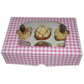 Papieren Cake vorm zak 6 Slot roze 24,3x16,5x7,5cm (20 stuks) 