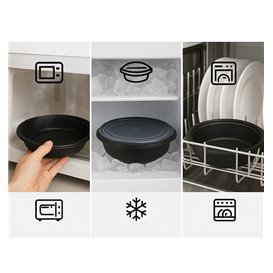 Plastic deli Container PP zwart 1000ml Ø23cm (150 stuks)