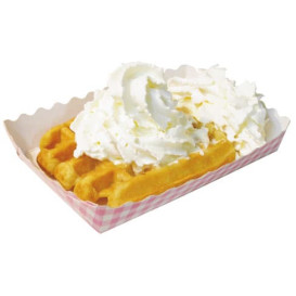 Papieren dienblad voor een wafel gesloten 18,2x12,2x3cm roze (25 stuks)