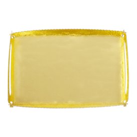 Papieren dienblad met handgrepen Rechthoekige vorm goud 12x19cm (100 stuks) 
