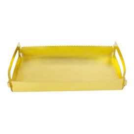 Papieren dienblad met handgrepen Rechthoekige vorm goud 12x19cm (100 stuks) 
