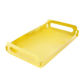 Papieren dienblad met handgrepen Rechthoekige vorm goud 12x19cm (100 stuks) 