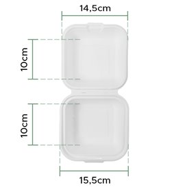 Suikerriet Burger Box wit 15x15x8cm (600 stuks)