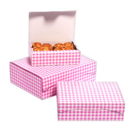 Papier bakkerij doos roze 20,4x15,8x6cm 1kg (20 stuks)