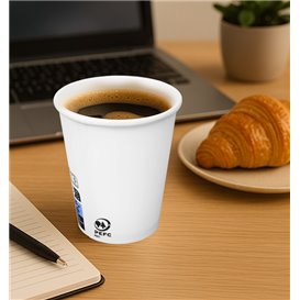 Papieren beker wit 9Oz/280ml Ø8,0cm (1000 stuks)