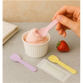 Papieren Ijslepels Individueel Verpakt Pastelkleurige 'Tutti Frutti' 9cm (2.000 Stuks)