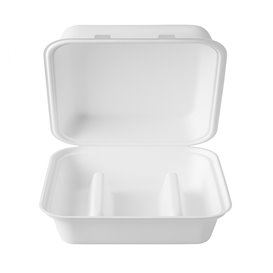 Pulp Menuboxen für Tacos met Klappdeckel Wit 3 Vaks 41x48x40cm (50 Stuks)